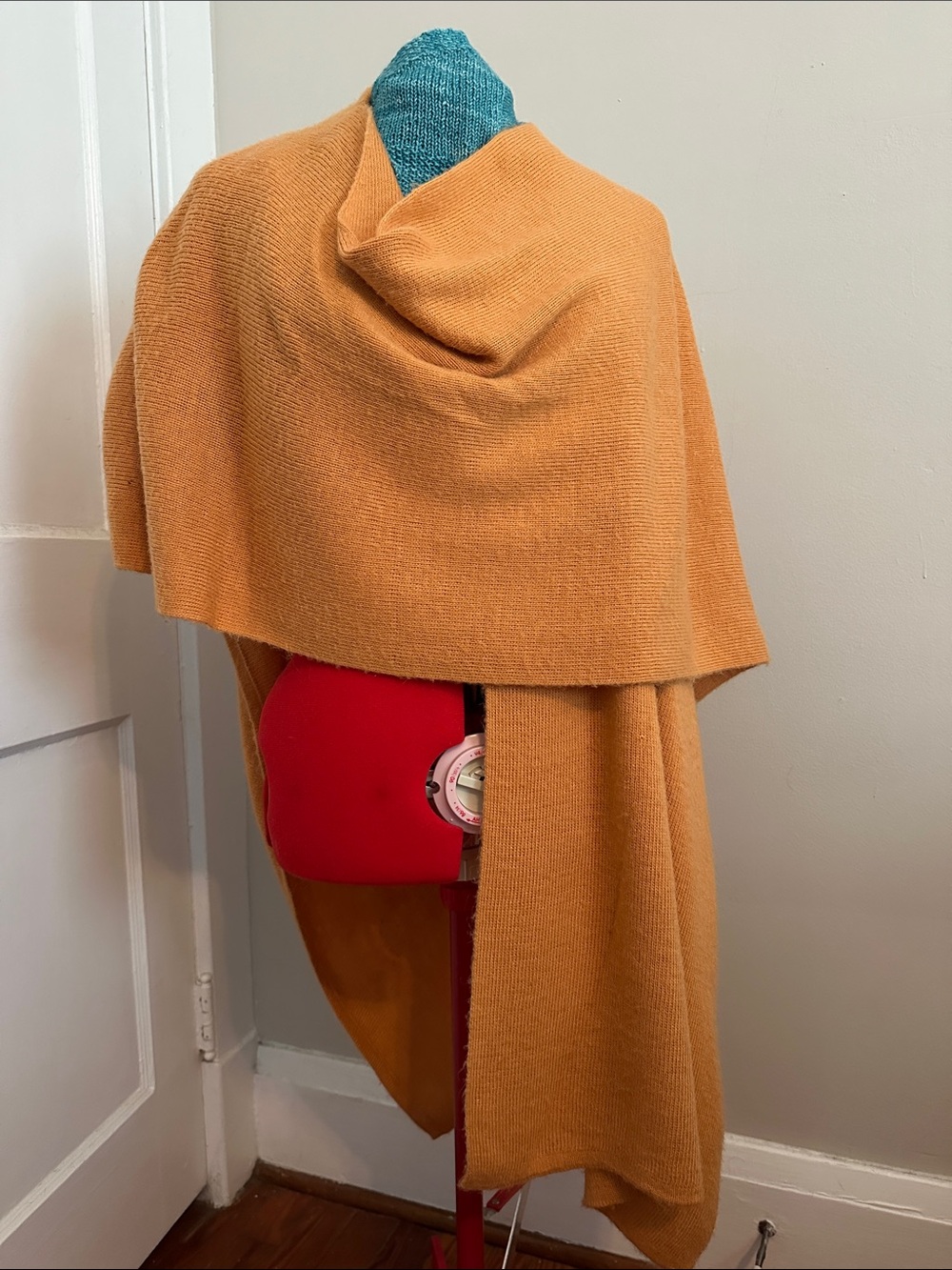 Women's Alpaca Knit Wrap Shawl in Salmon